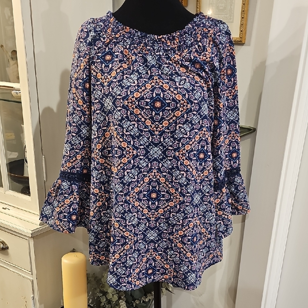 Cathy Three-Quarter Sleeve‎ Blouse Size Small